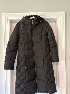 Calvin Klein Sorona Aura Long Quilted Hooded Coat